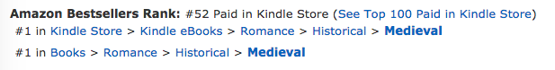 The Princess, a number one bestseller at Amazon.ca in medieval romance on December 4, 2018