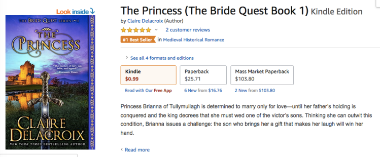 The Princess, a number one bestseller in historical romance in the Amazon.AU store on dEcember 4, 2018