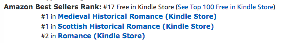 The Beauty Bride, book one in the Jewels of Kinfairlie series of medieval Scottish romances by Claire Delacroix, at #17 overall free as well as #1 in Scottish historical romance and #1 in medieval romance at Amazon on Feburary 20, 2019