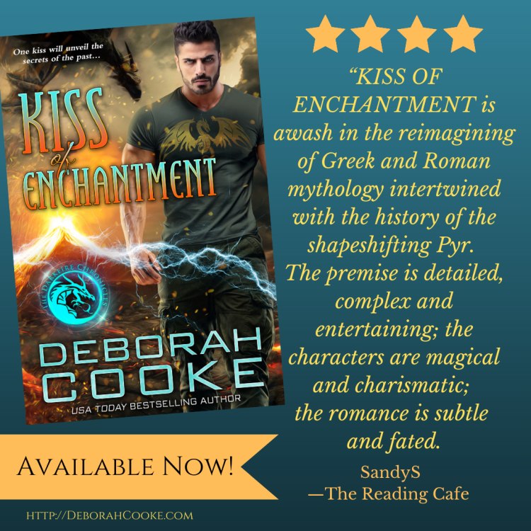 Four star review for Kiss of Enchantment, book one of the Darkfire Chronicles series of paranormal romances by Deborah Cooke